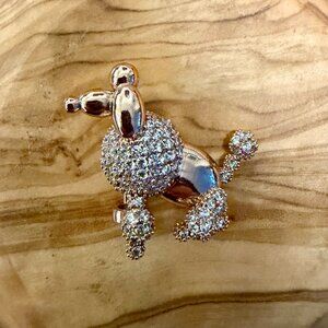 BANANA REPUBLIC Poodle Dog Brooch with Rhinestones